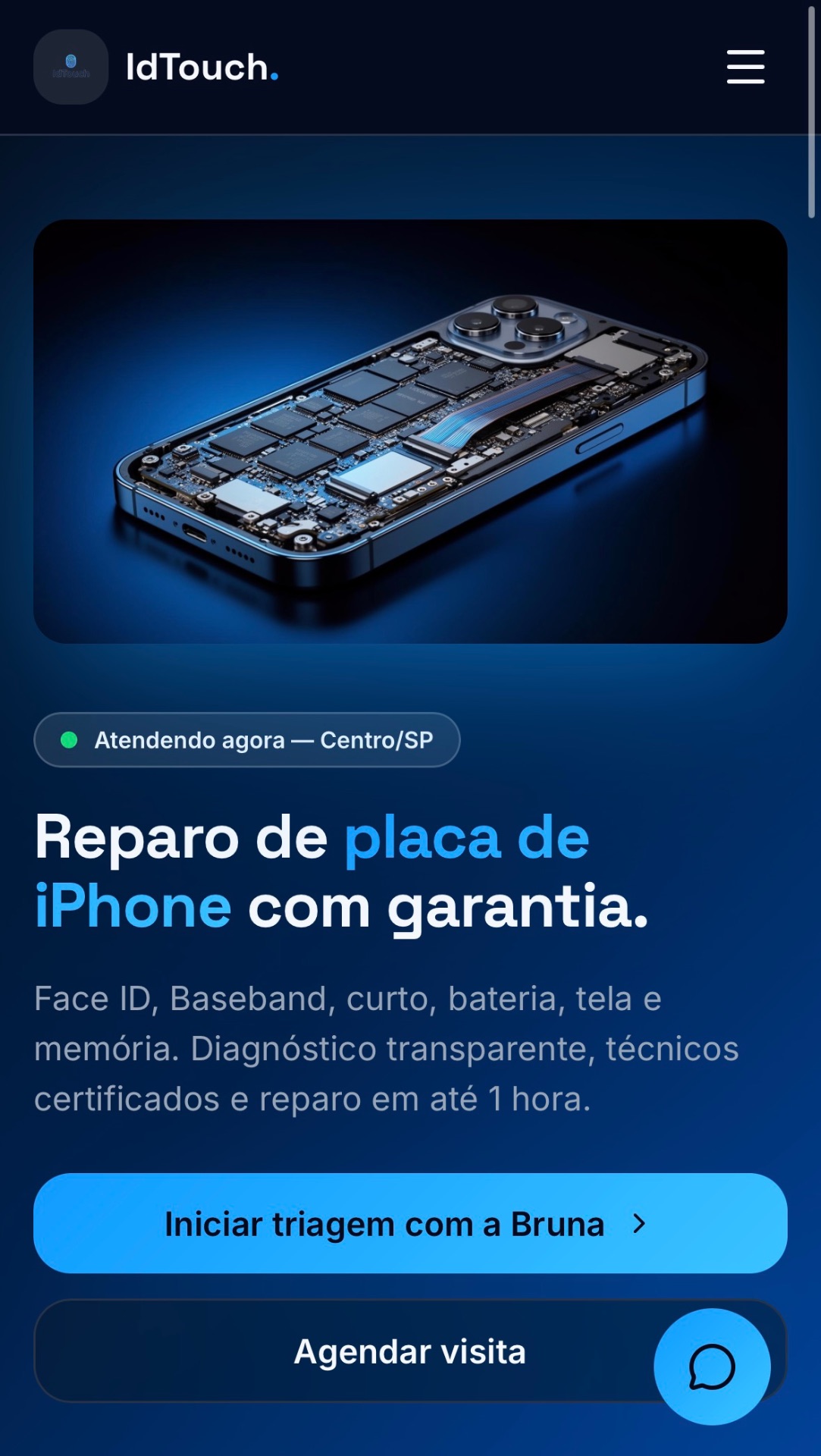 Site de assistência técnica criado para a IdTouch