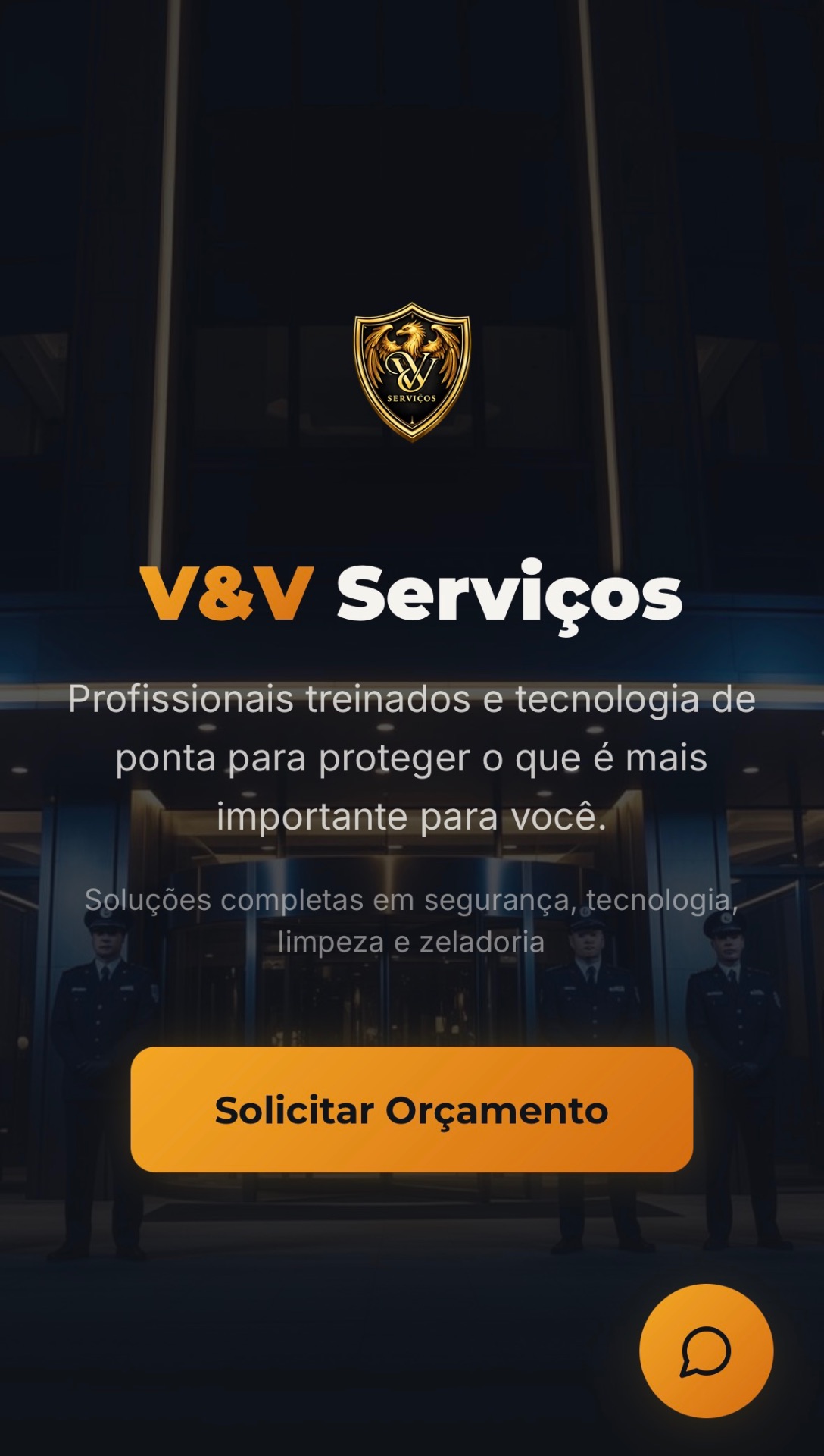 Site empresarial criado para a V&V Serviços